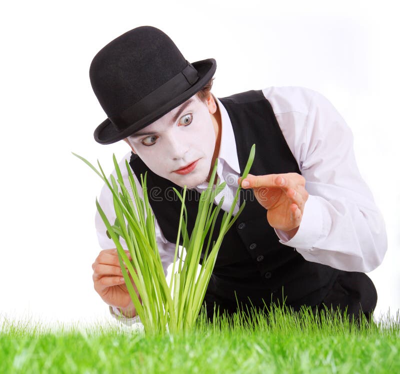 Crazy gardener mime.