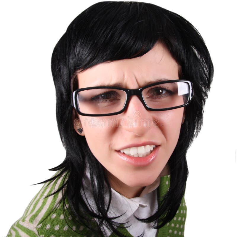 Crazy girl in glasses stock image. Image of face, hair 8293569