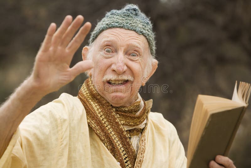 Crazy guru in the desert stock photography