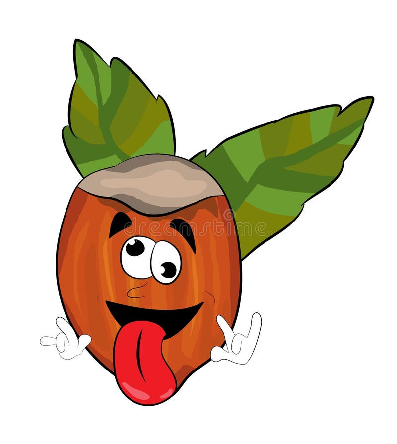 Crazy hazelnut cartoon stock illustration. Illustration of tongue