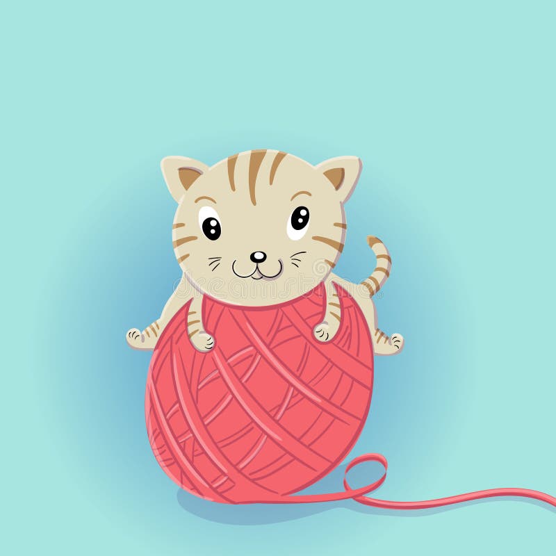 Kitten with wool ball stock vector. Illustration of domestic - 14382951