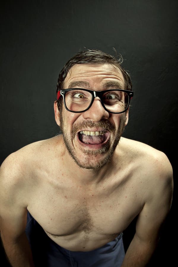 Crazy Man stock photo. Image of adult, nerd, horrified - 52612892