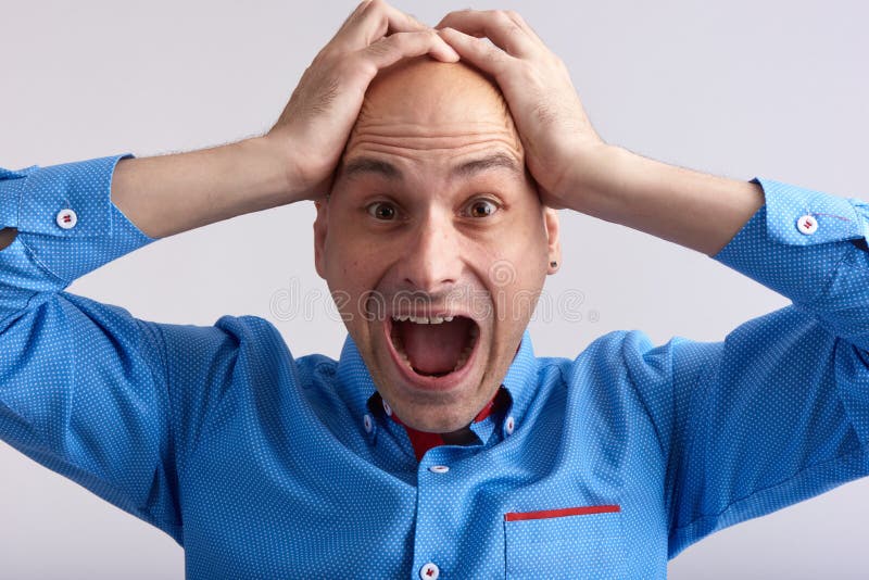 Crazy Man Screaming in Shock Stock Image Image of astonished