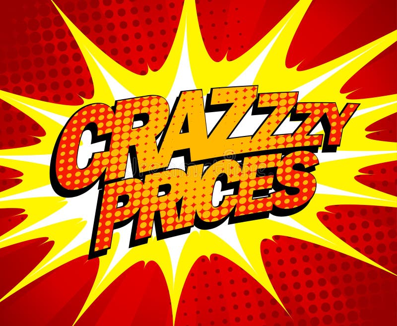 Crazy Prices Design in Popart Style. Stock Vector Illustration of poster, bomb 37419159