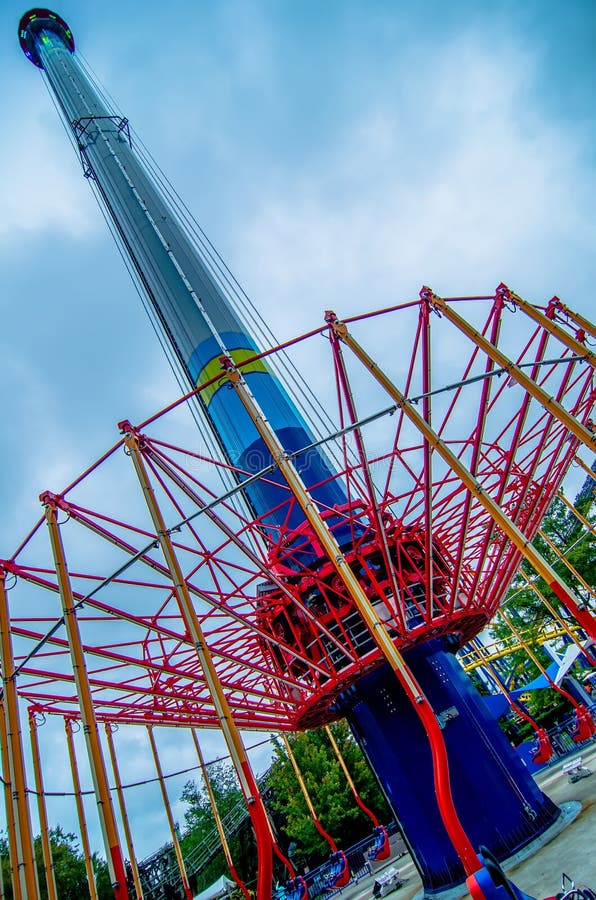 Crazy Rollercoaster Rides at Amusement Park Stock Image Image of blue