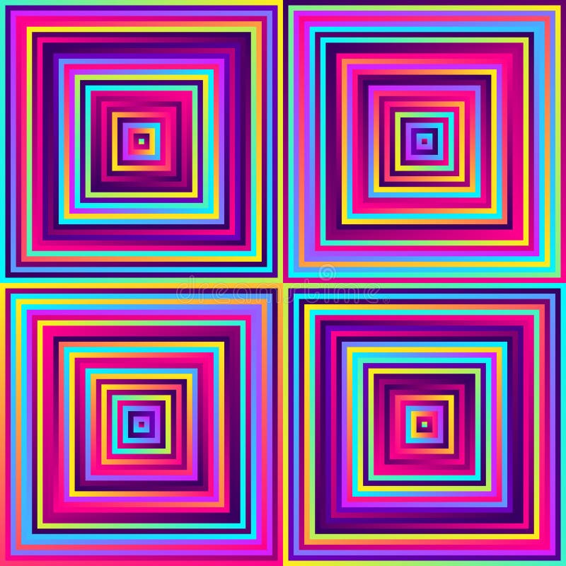 Crazy Squares - Bright Geometric Pattern with Bold Neon Colors Stock ...