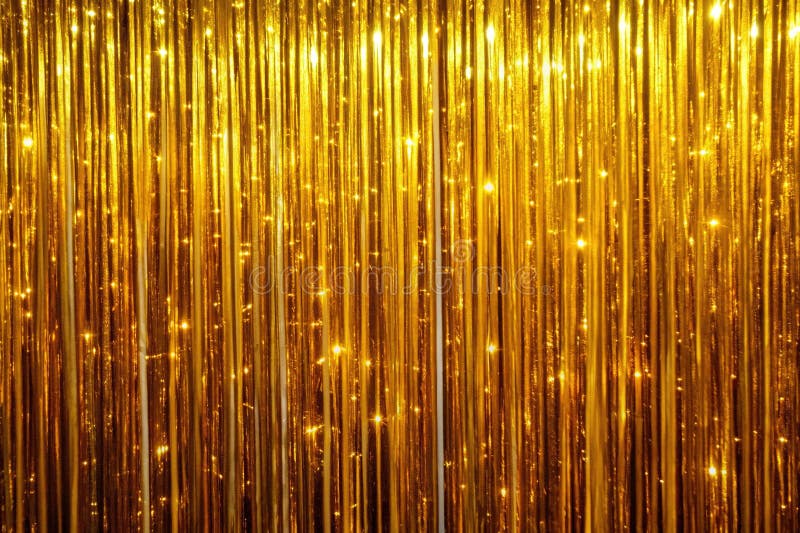 Crea un lujoso fondo de la Fiesta de las Tinsel de Oro para tu próxima celebración Impresionante Cortina de Foil Fringe para ilustración del vector