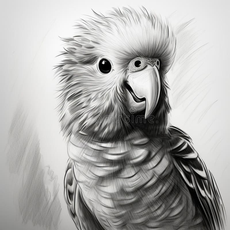 Creación de un retrato de budgerigar feliz con contornos de carbón rápido libre illustration