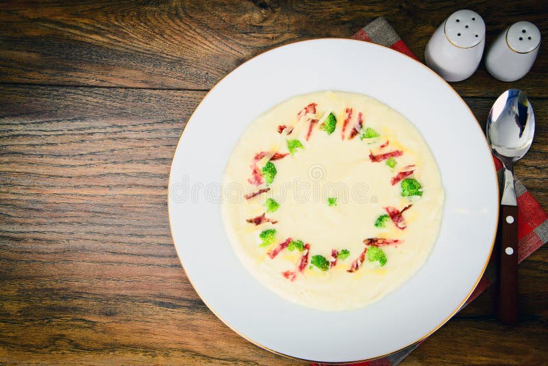 Cream of Celery, Cream of Broccoli, Parmesan and Jerked Meat