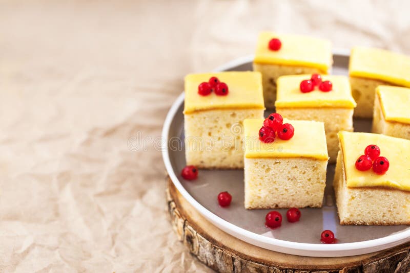 Cream Cheese Butter Coffeecake with Lemon Curd Icing Stock Image