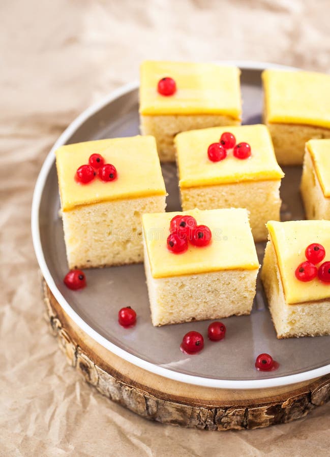 Cream Cheese Butter Coffeecake with Lemon Curd Icing Stock Image