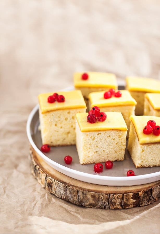Cream Cheese Butter Coffeecake with Lemon Curd Icing Stock Image