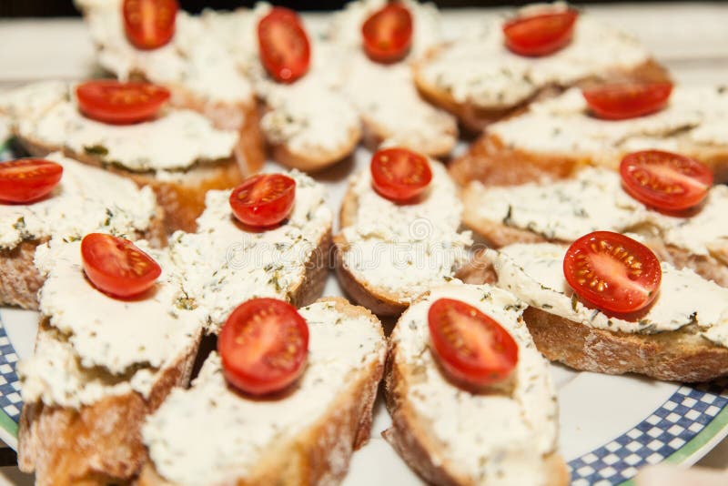 Cream cheese crostini stock photo. Image of cheese, bread 32614606