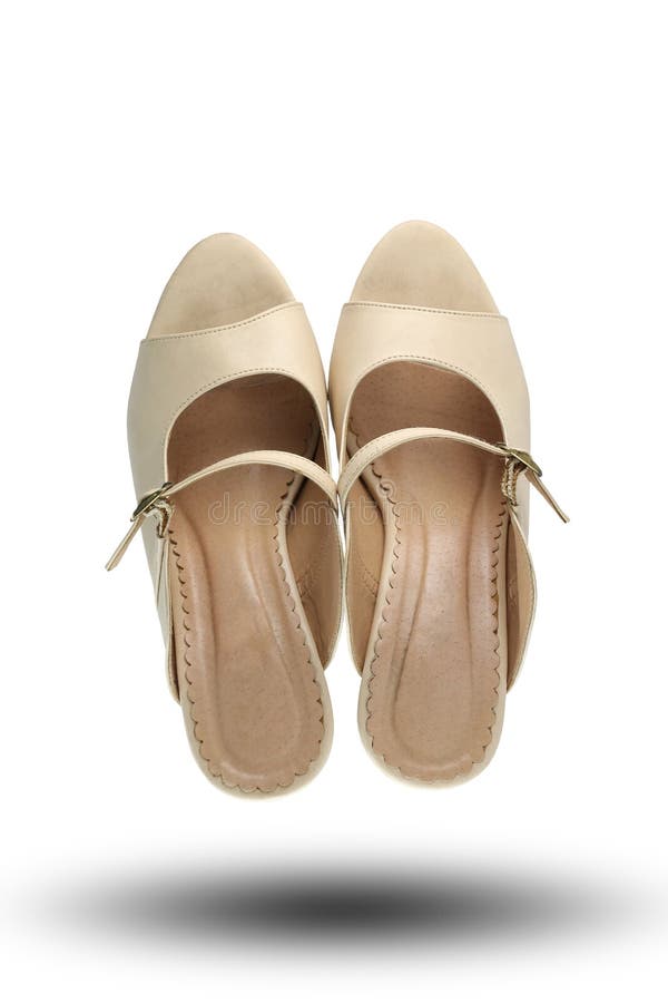 Cream Color of Fashion Shoes Isolated on White Background. Stock Photo - Image of pretty