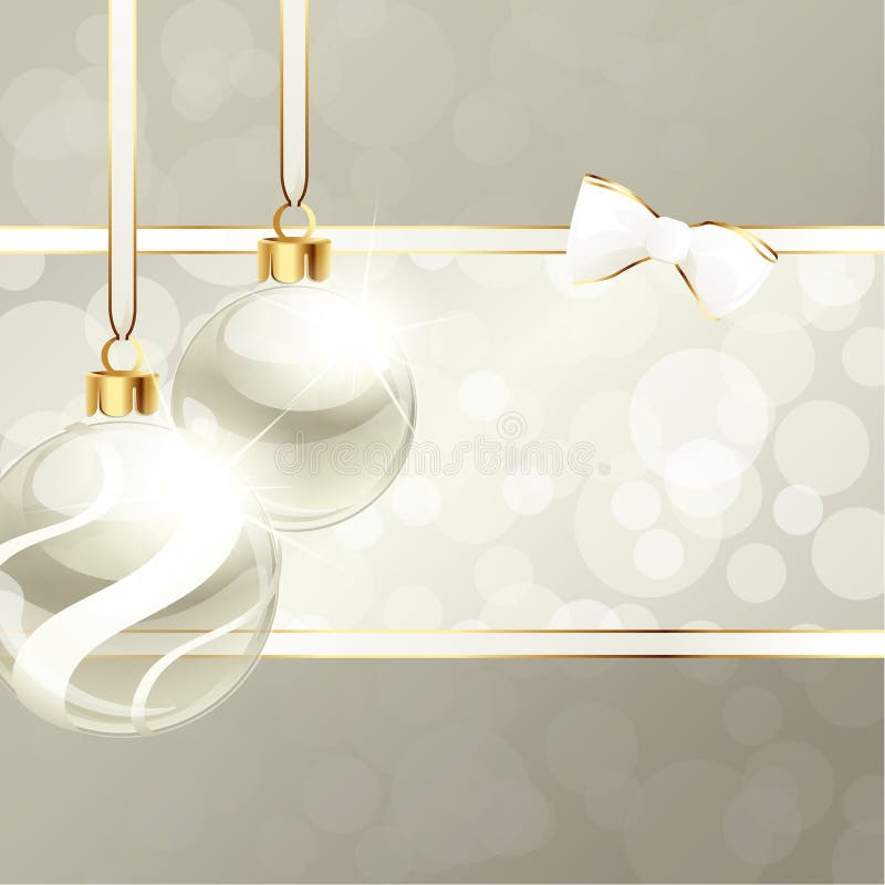 Cream-colored banner with Christmas ornaments