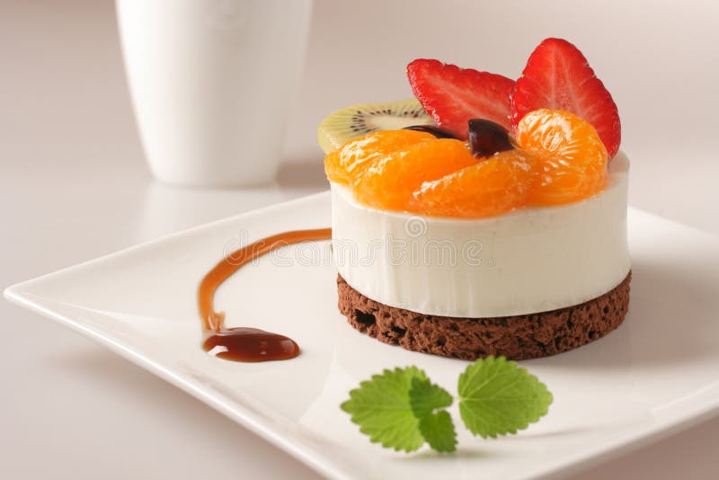 Cream dessert with fruit