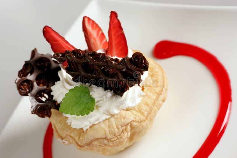 Cream dessert with strawberry