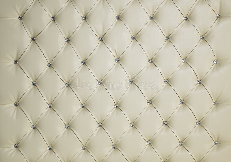 CREAM DIAMOND STUDDED PADDED LUXURY LEATHER BACKGROUND Stock Photo ...