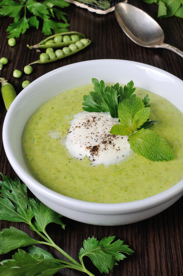 Cream of Green Peas with Mint Stock Image Image of calorie, brunch