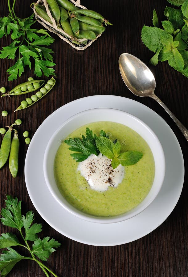 Cream of Green Peas with Mint Stock Image Image of soup, ingredient