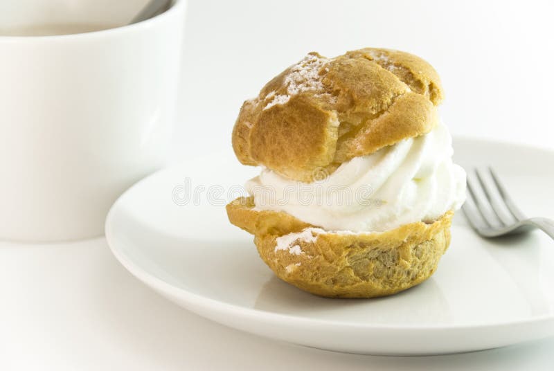 Cream Puff with Coffee Setting Stock Photo Image of biscuit, bluster