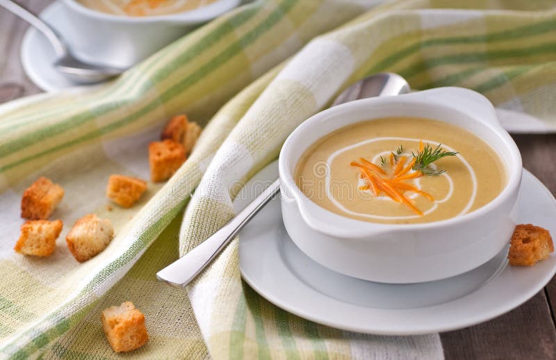 Cream soup stock image. Image of gourmet, green, plate - 18392033