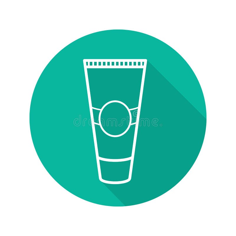 Cream tube flat linear long shadow icon stock illustration