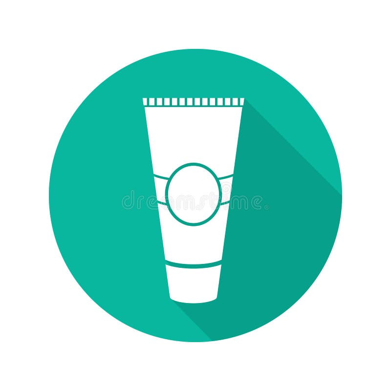 Cream tube flat linear long shadow icon stock illustration
