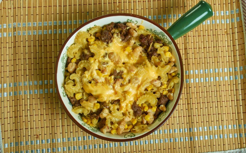 Creamy Cheesy Taco Pasta Bake Stock Photo - Image of beef, cheese