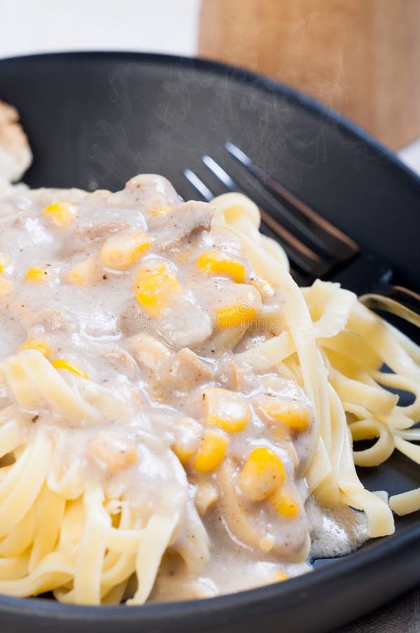 Creamy corn pasta stock photo. Image of conchiglie, linguine 30231712