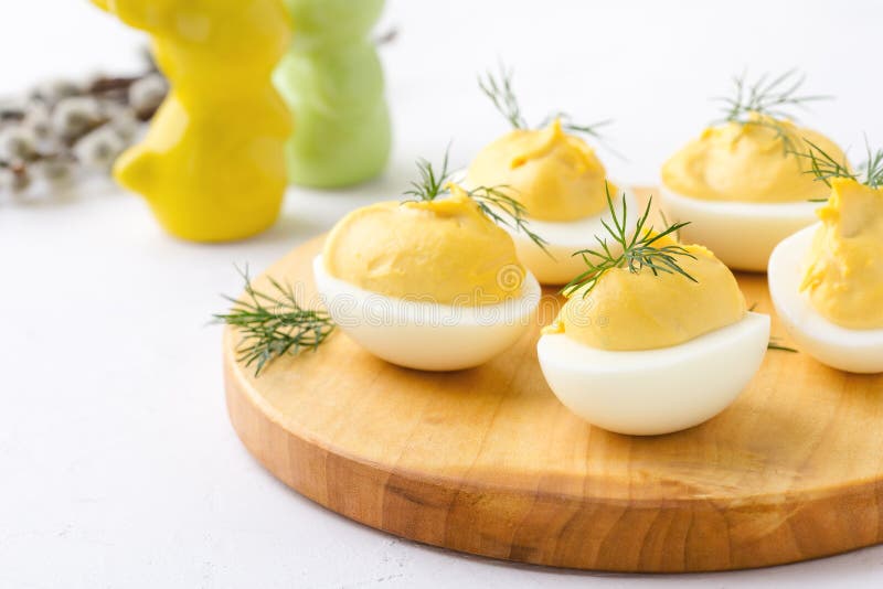 Creamy Deviled Eggs, Easter Dinner Appetizer Stock Photo Image of