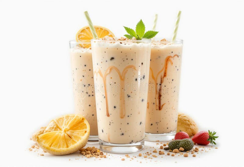 Creamy Fresh Fruit Smoothies royalty free illustration