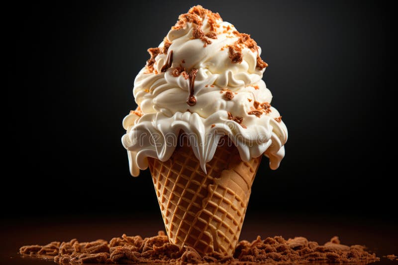 Creamy ice cream in a waffle cone vector illustration