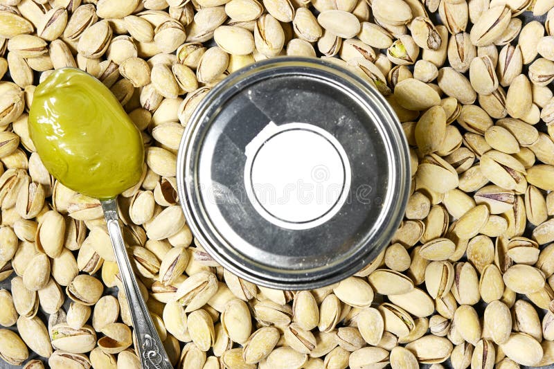 Creamy Pistachio Butter and Nuts, Pistachio Paste for Making Desserts Stock Image Image of