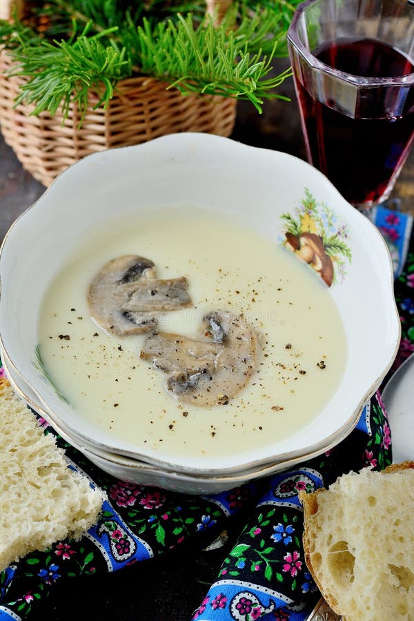 Creamy Puree Soup with Mushrooms Stock Photo - Image of champignon ...