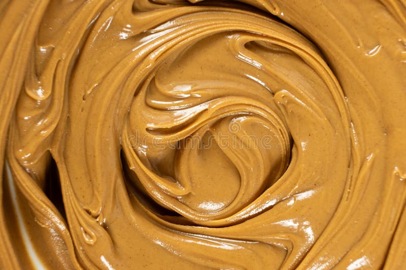Creamy Texture American Natural Peanut Butter Top View Macro stock photos