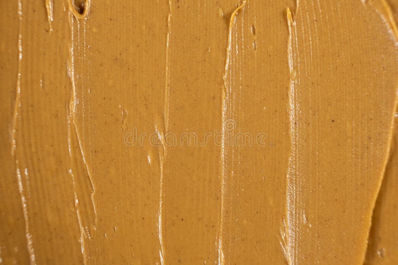 Creamy Texture American Natural Peanut Butter Top View Macro stock image
