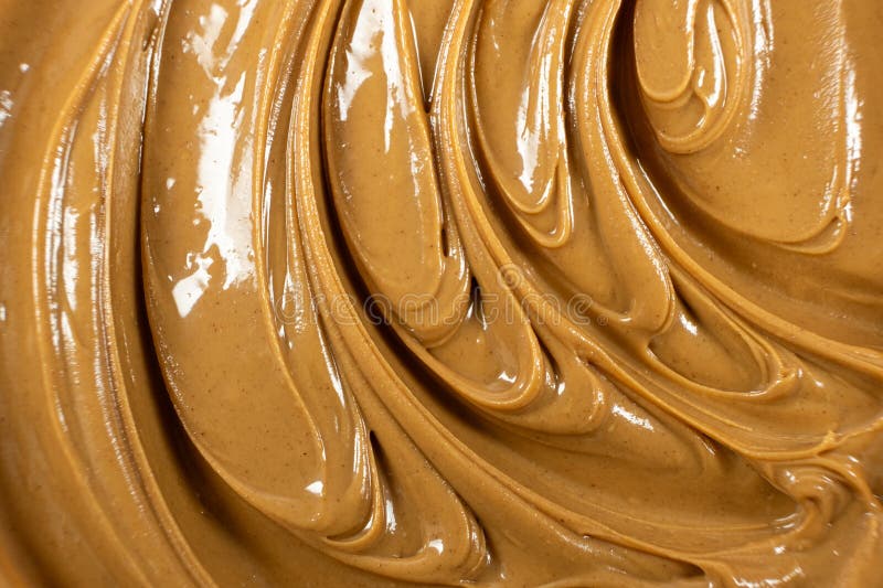 Creamy Texture American Natural Peanut Butter Top View Macro stock images