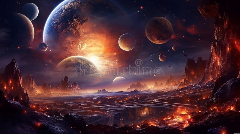 Crear Escenarios Hipnotizadores Con Planetas Estelares Nebulosos Y Otras Maravillas Celestes Generativas Stock de ilustración - Ilustración de necrosis, maravillas: 281546674