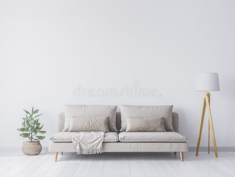 Creare un'immagine dell'interno per un design minimo su fondo bianco fotografia stock