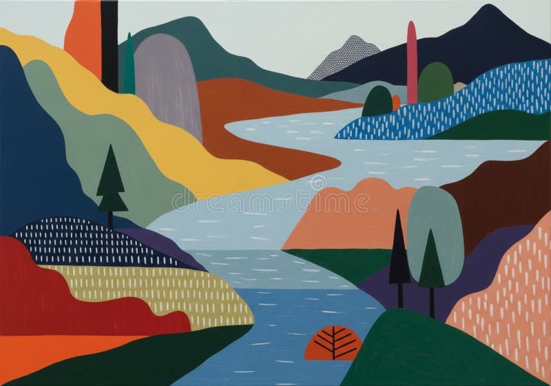 Create a dynamic, rhythmic flow across the canvas, combining stock illustration