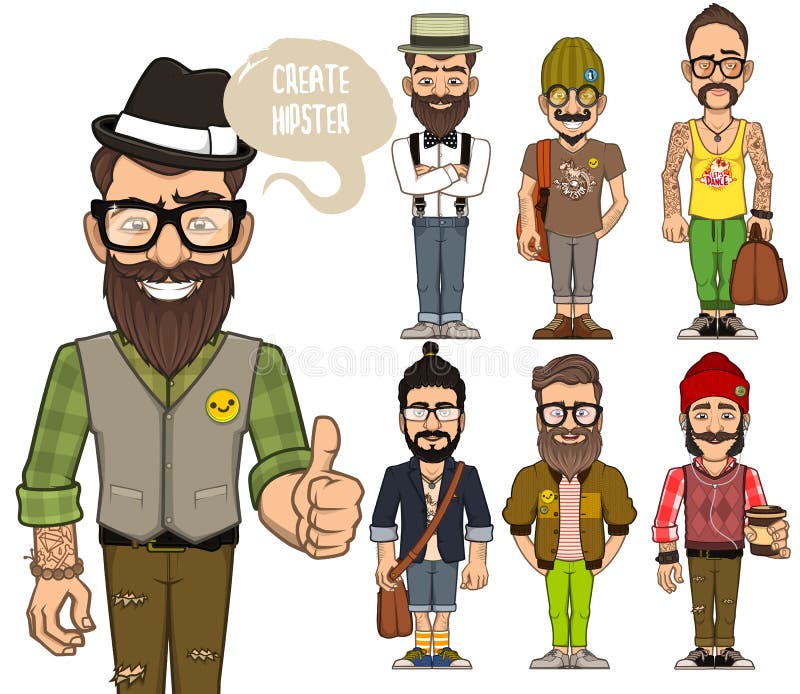 Create hipsters characters vector illustration Create hipsters characters vector illustration