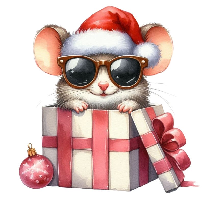 gatsby-cute-on-christmas-day-clipart-watercolor-stock-vector