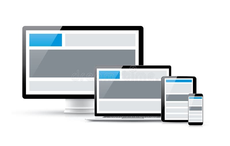 Create responsive web site design in four electron royalty free illustration Create responsive web site design in four electron royalty free illustration
