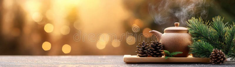 Create warm and personalized DIY gift baskets featuring artisan teas and handmade pottery mugs Craft unique presents with royalty free illustration