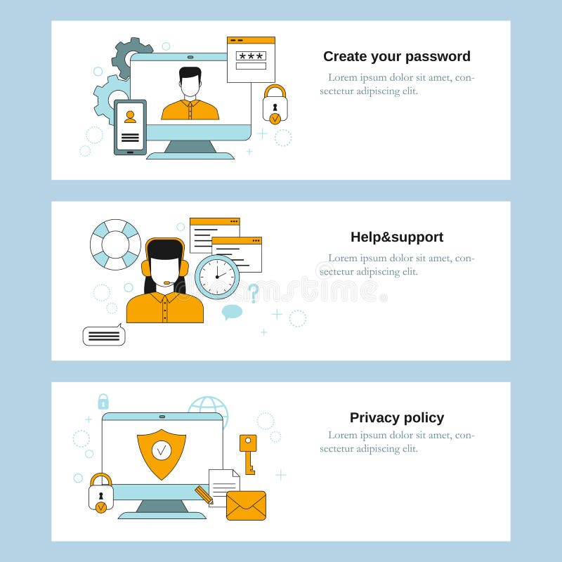 Page/privacy Policy Create Your Password, Help and Support, Privacy Policy Concepts Stock