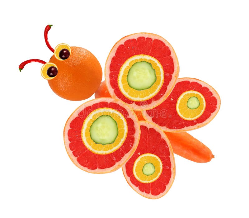 Nieuw Creatief Voedselconcept Grappig Weinig Die Vlinder Van Vruchten GH-17