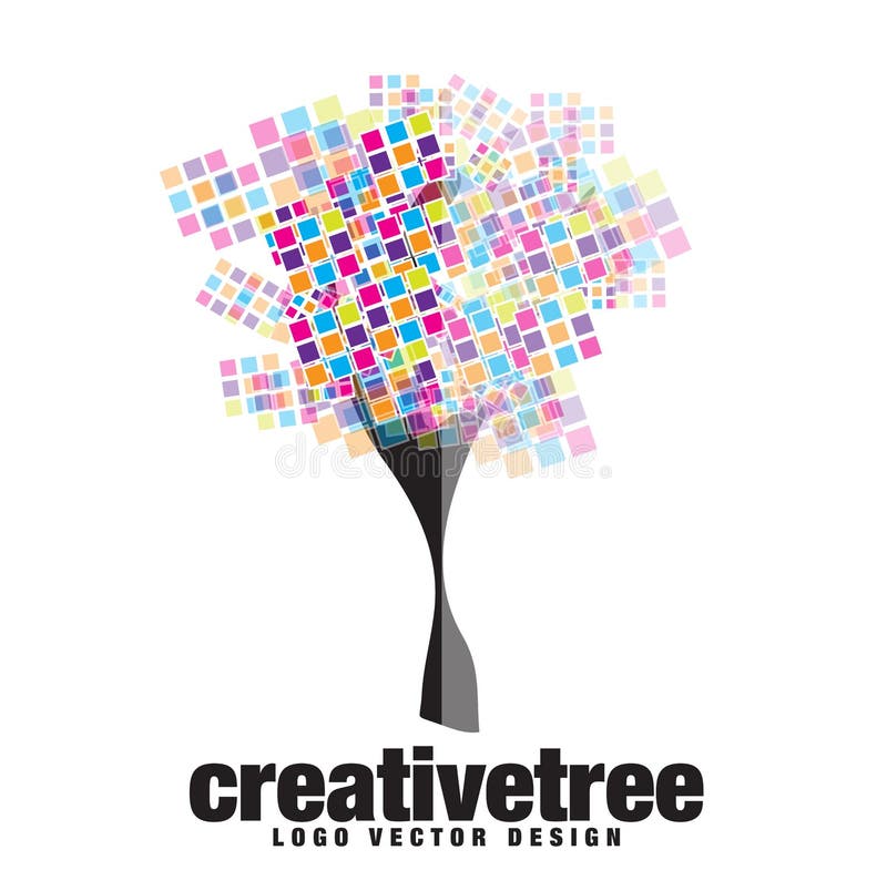 Creatief Artistiek Boomlogo Ontwerp stock illustratie