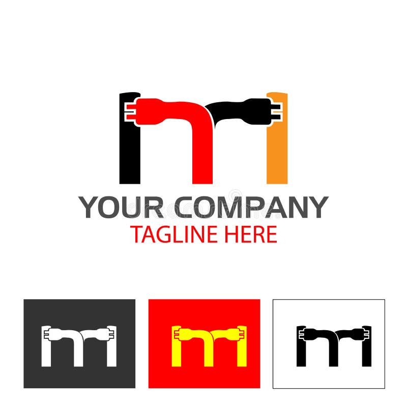 Creatieve letter M met stekkericoon. Platte vectorillustratie royalty-vrije illustratie