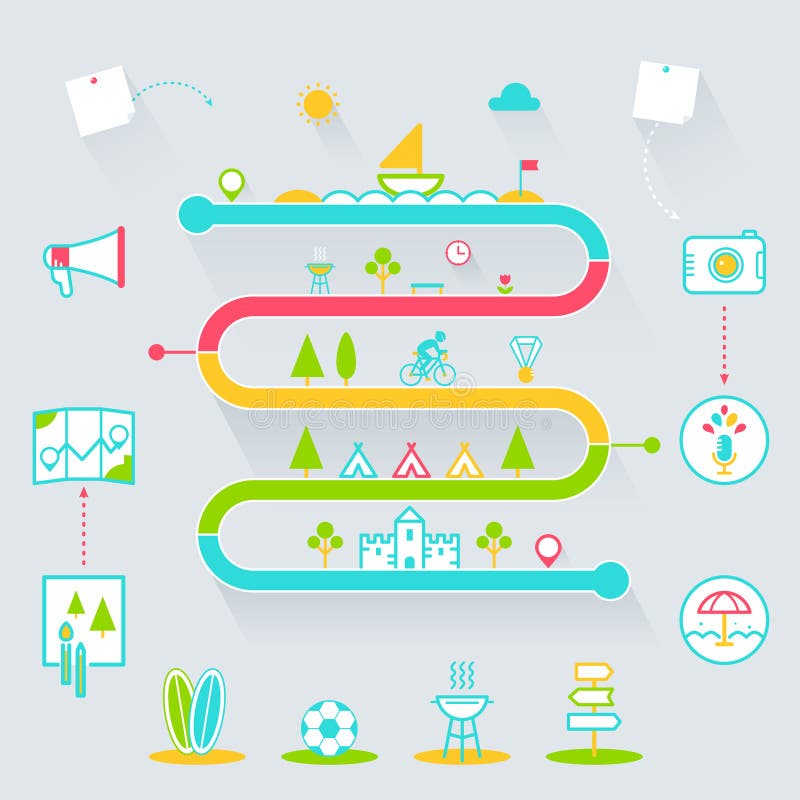 Creatieve de Pictogrammenelementen van Infographics van de Zomer Openluchtactiviteiten stock illustratie Creatieve de Pictogrammenelementen van Infographics van de Zomer Openluchtactiviteiten stock illustratie